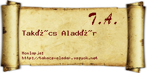 Takács Aladár névjegykártya